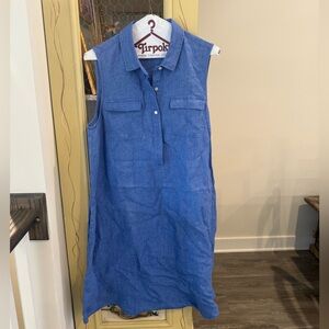 J. McLaughlin Blue Linen Sleeveless Dress